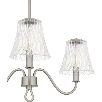 McKinney 3Light Chandelier, Brushed Nickel/Clear Swirl Glass