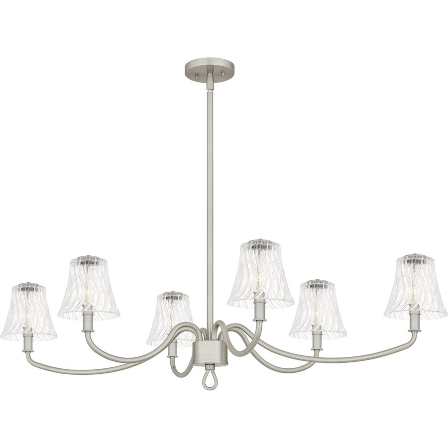 Quoizel McKinney 6Lt Island Light, Nickel/Clear Swirl - MCK644BN