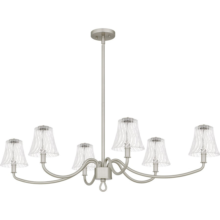 McKinney 6Lt Island Light, Nickel/Clear Swirl