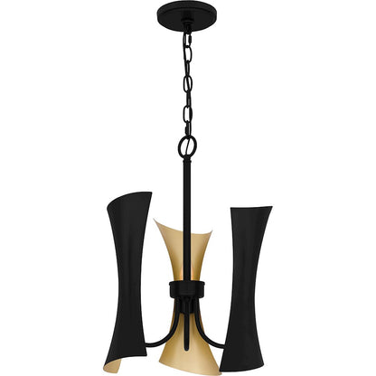 Quoizel Myla 3 Light Pendant, Black/Black Metal Shade Gold Inside - MYL2814MBK