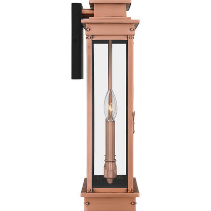 Noelle 2 Light 19" Outdoor Wall Lantern, Aged Copper/Glass
