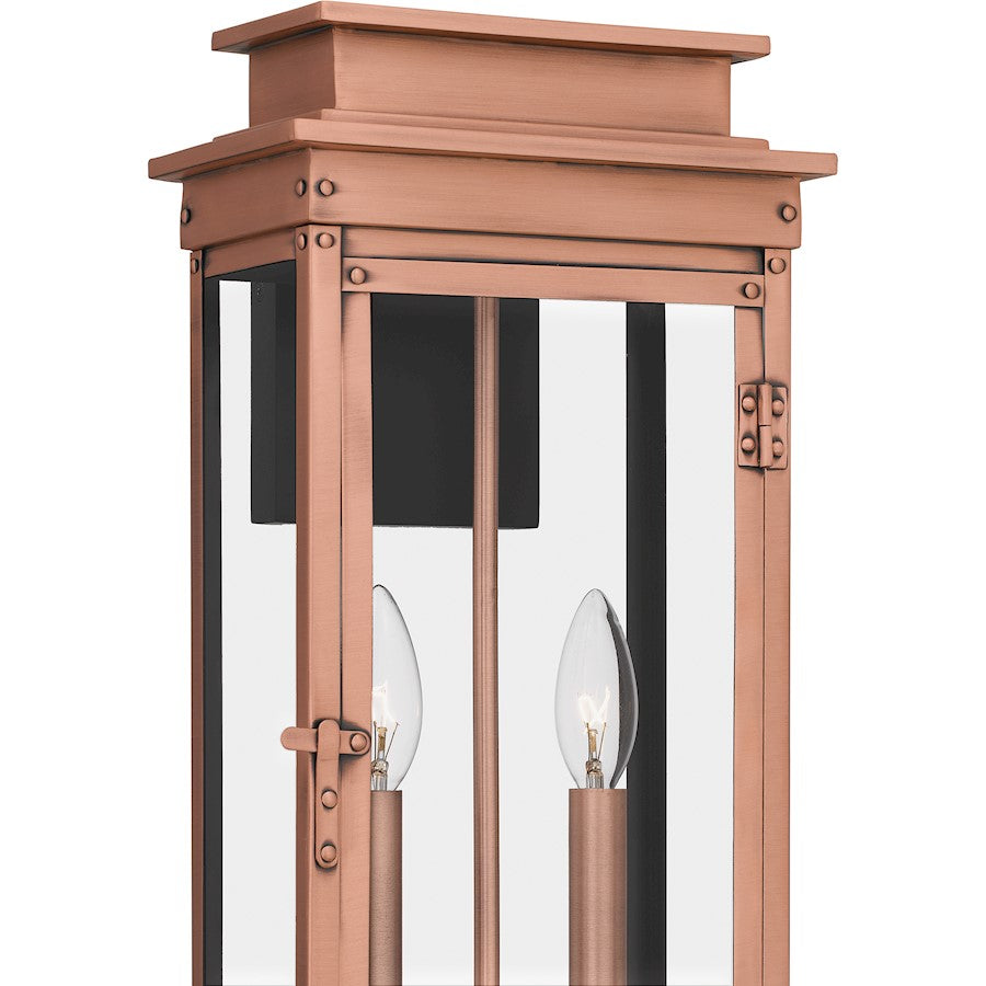 Noelle 2 Light 19" Outdoor Wall Lantern, Aged Copper/Glass