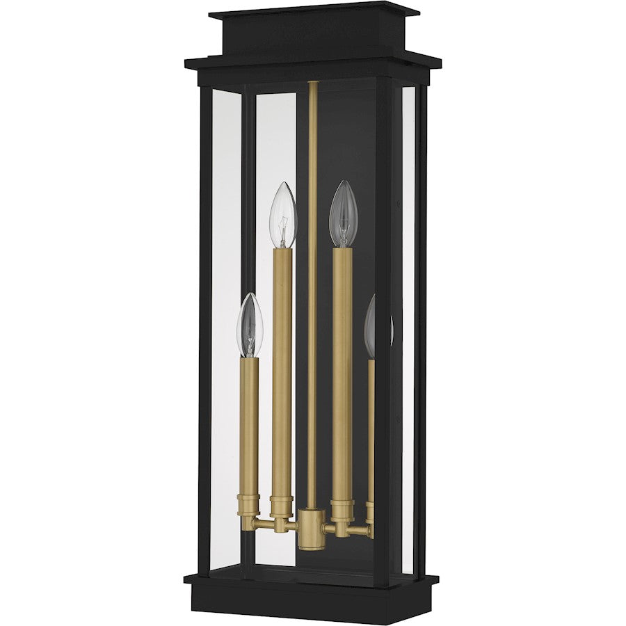 Noelle 4Lt Outdoor Lantern, Black/Clear/Clear Panel Side