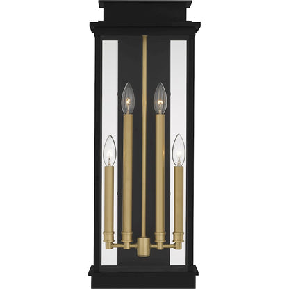 Noelle 4Lt Outdoor Lantern, Black/Clear/Clear Panel Side