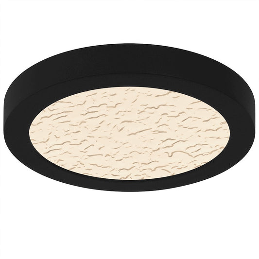 Quoizel Outskirts LED 8" Flush Mount, Black/Clear Textured Acrylic - OSTC1708EK