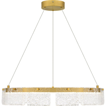 Alice Integrated LED Pendant, Gold/Clear Hammered Acylic