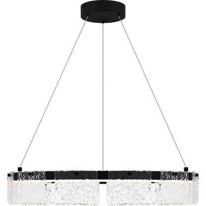Alice Integrated LED Pendant, Black/Clear Hammered Acylic