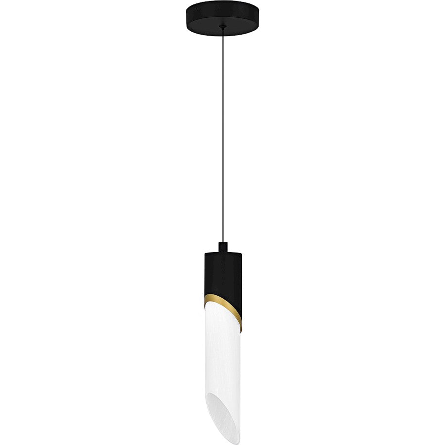 Quoizel Alys 1Light Mini Pendant, Matte Black/Alabaster Glass - PCAYS1503MBK