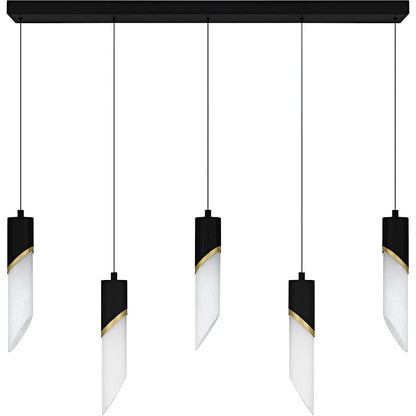 Alys 2Light Island Light, Matte Black/Alabaster Glass