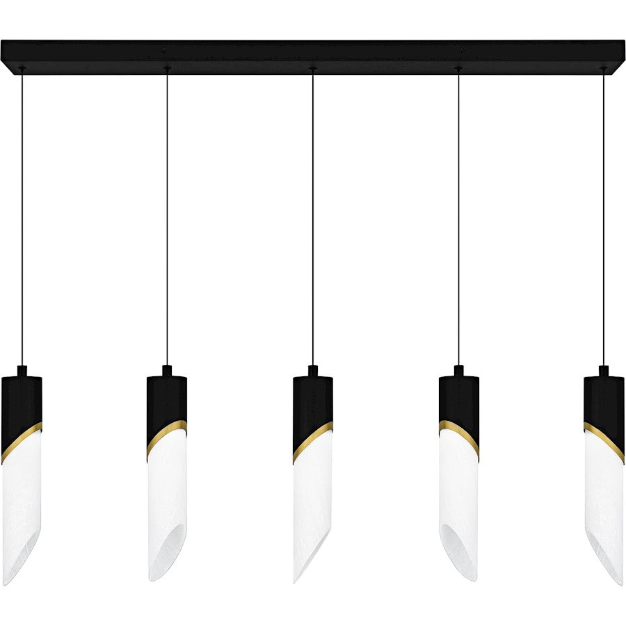 Alys 2Light Island Light, Matte Black/Alabaster Glass