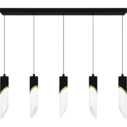 Alys 2Light Island Light, Matte Black/Alabaster Glass