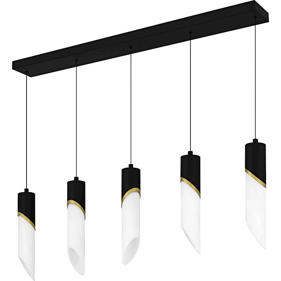 Alys 2Light Island Light, Matte Black/Alabaster Glass