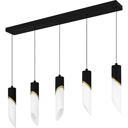 Alys 2Light Island Light, Matte Black/Alabaster Glass
