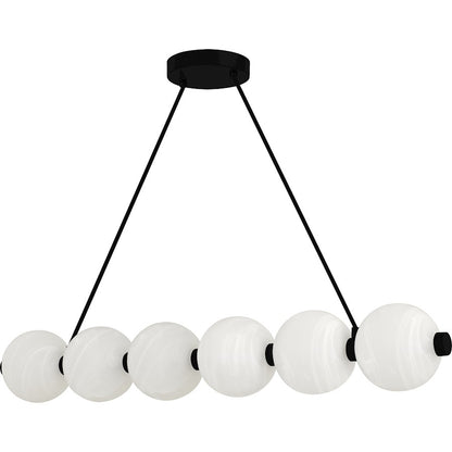 Clarendon Light Island Light, Matte Black/Alabaster Glass