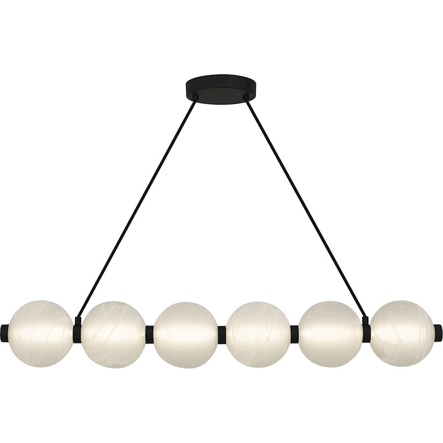 Clarendon Light Island Light, Matte Black/Alabaster Glass