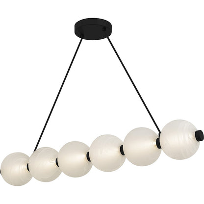 Clarendon Light Island Light, Matte Black/Alabaster Glass