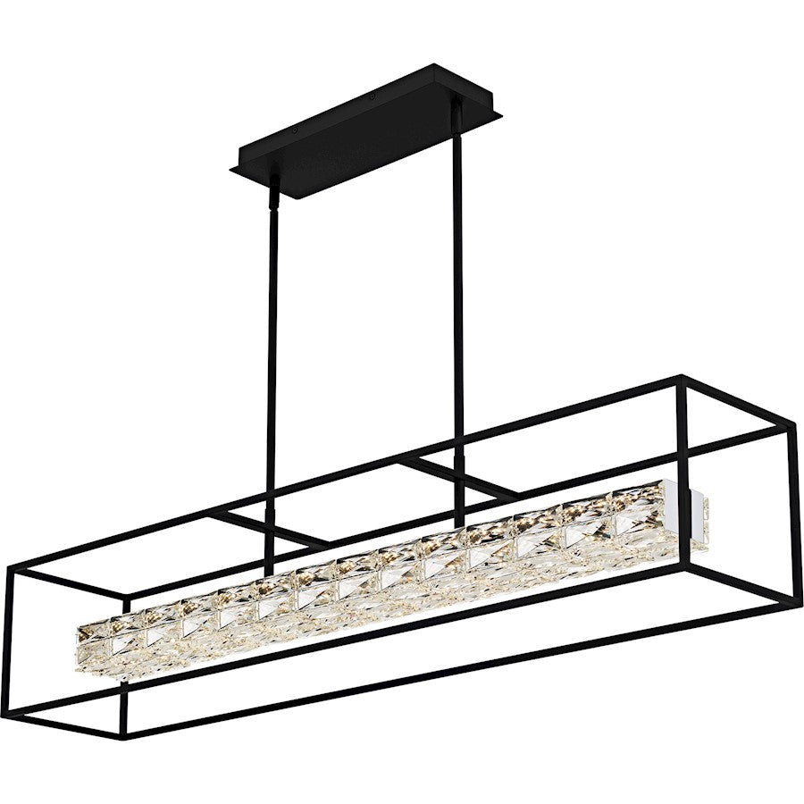 Dazzle Light Island Light, Matte Black/Clear Crystal Glass