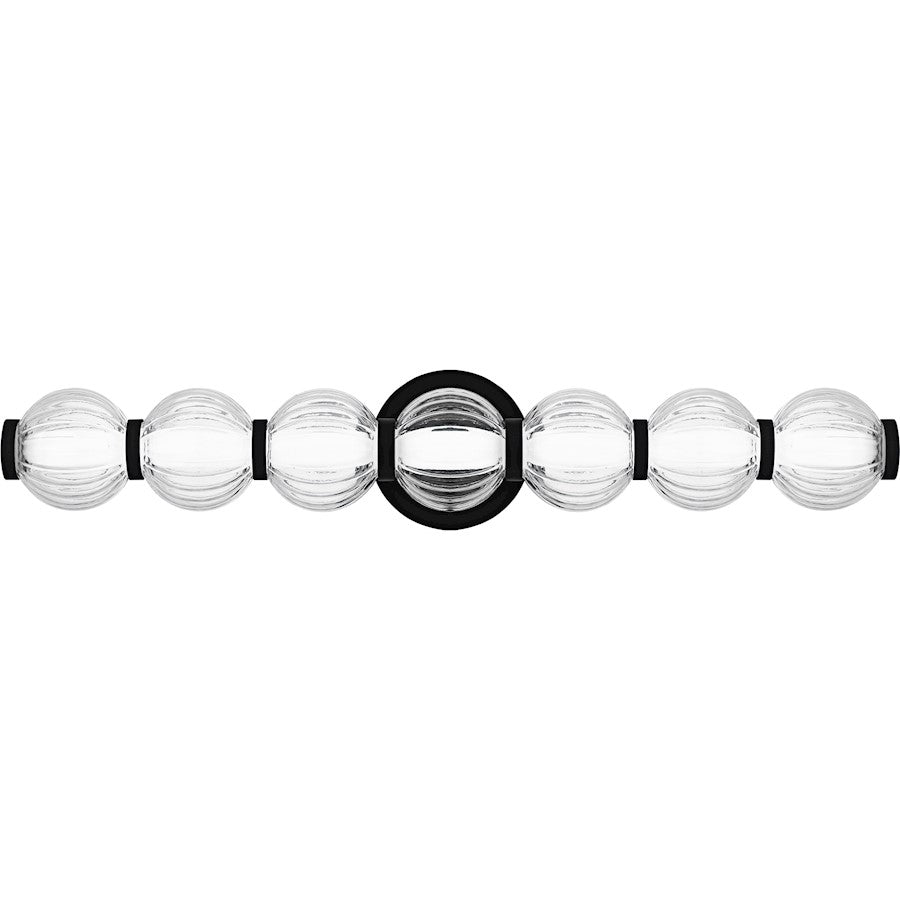 Quoizel Elway LED 25" Bath Light, Matte Black/Clear Ribbed Glass - PCELW8525MBK