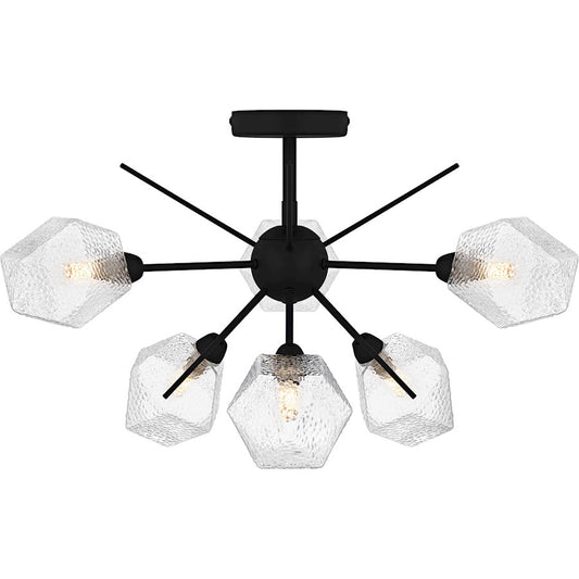 Quoizel Salvador 6Lt Semi-Flush Mount, Earth Black/Clear Textured - PCSVD1724EK