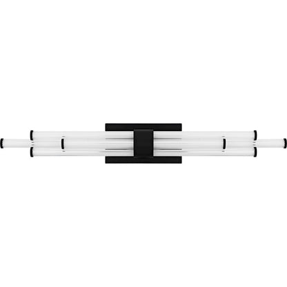 Talbott LED 32" Bath Light, Black/Clear Ribbed Acrylic