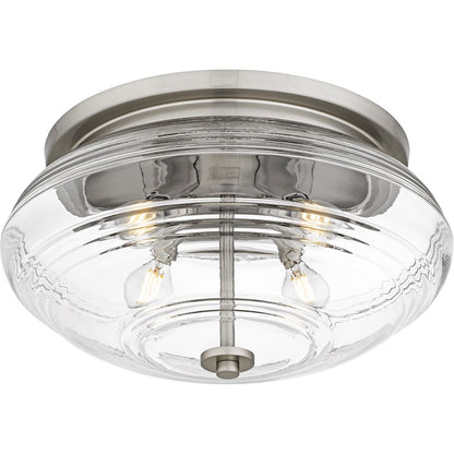 Gatonby 4Lt Flush Mount, Nickel/Clear Ribbed