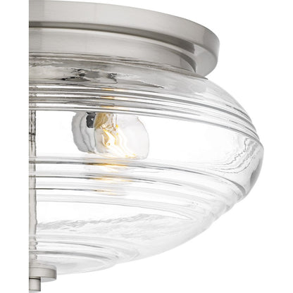 Gatonby 4Lt Flush Mount, Nickel/Clear Ribbed