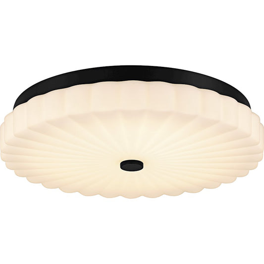 Quoizel Cherbury Lt Flush Mount, Black/Opal Etched Ribbed - QFL6787MBK