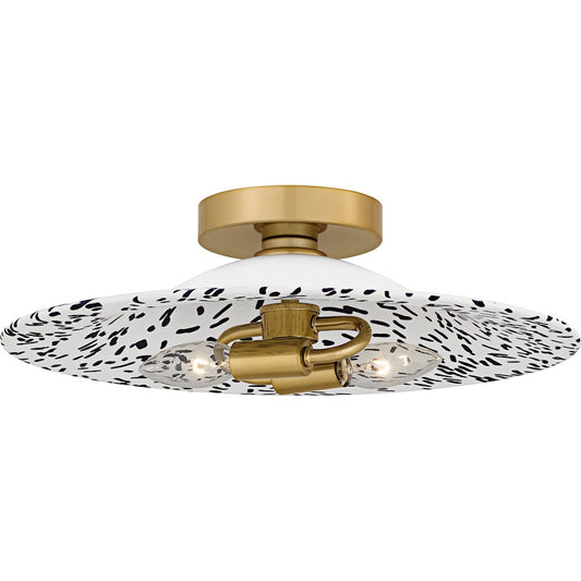 Quoizel Indigo 2Light 16" Flush Mount, Light Gold Blue/Metal - QFL6789LGB