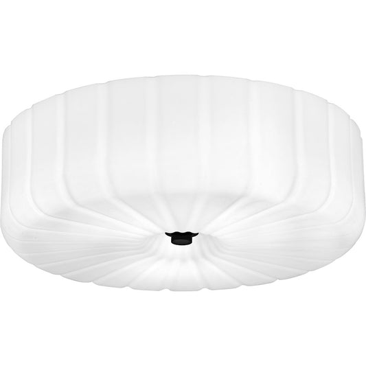 Quoizel Oberman 3Lt Flush Mount, Black/Opal Etched Ribbed - QFL6809MBK