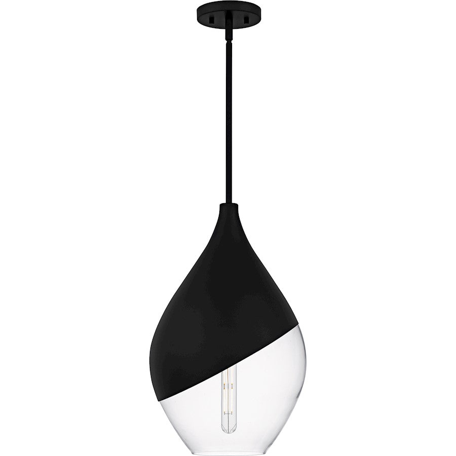 Drover 1Light Pendant, Matte Black/Clear Glass
