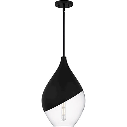Drover 1Light Pendant, Matte Black/Clear Glass