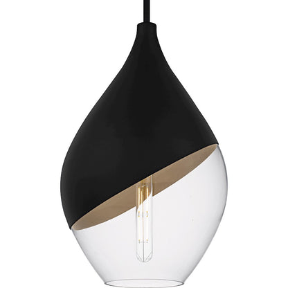Drover 1Light Pendant, Matte Black/Clear Glass
