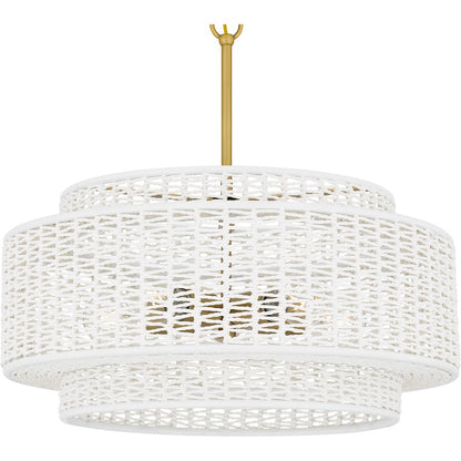 Teton 5 Light Pendant, Brushed Gold/Rope
