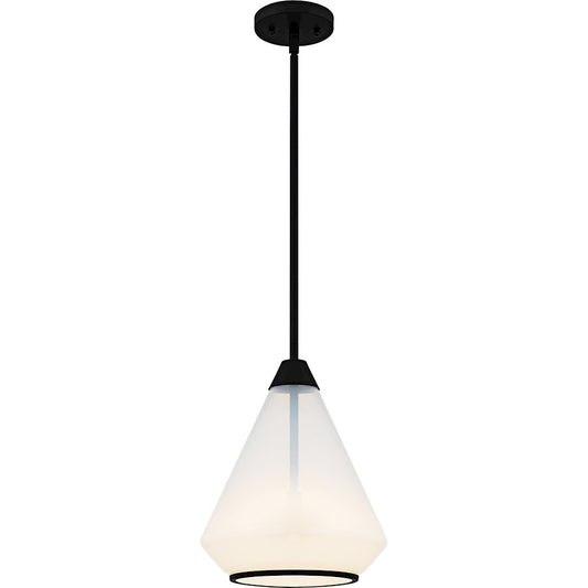Quoizel Haze 1Light Mini Pendant, Matte Black/Clear Ombre Glass - QP6750MBK