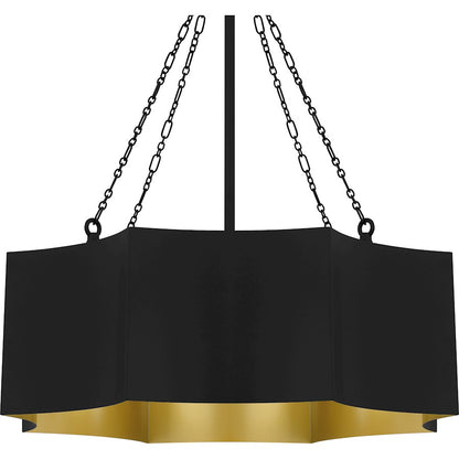 Zyler 4 Light Pendant, Matte Black/Metal