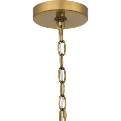 Malia 4 Light Pendant, Brushed Gold/White Linen Fabric