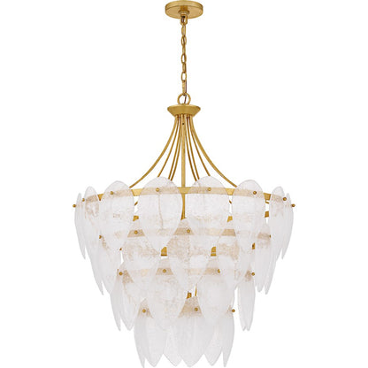 Lilestone 7Light Pendant, Gold Leaf/Clear Seedy Glass