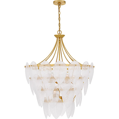 Lilestone 7Light Pendant, Gold Leaf/Clear Seedy Glass