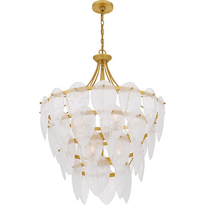 Lilestone 7Light Pendant, Gold Leaf/Clear Seedy Glass