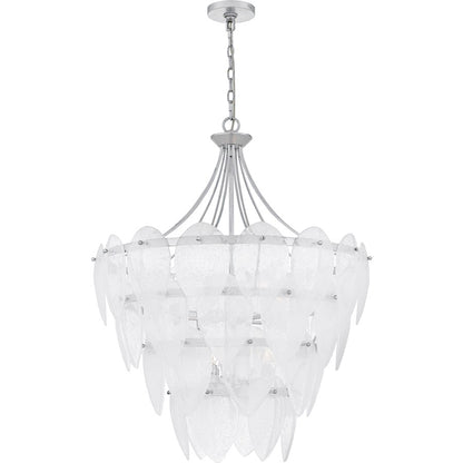 Lilestone 7Light Pendant, Silver Leaf/Clear Seedy Glass