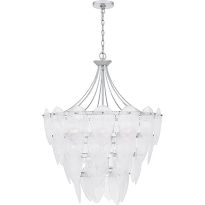 Lilestone 7Light Pendant, Silver Leaf/Clear Seedy Glass