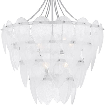 Lilestone 7Light Pendant, Silver Leaf/Clear Seedy Glass