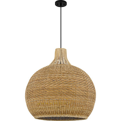 Sycamore 4Light Pendant, Matte Black/Rattan