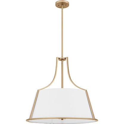 Harte 5Light Pendant, Bronze Gold/White Fabric