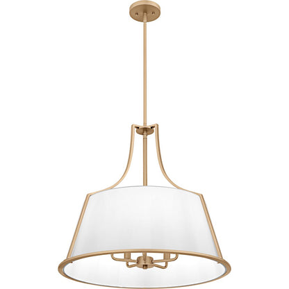 Harte 5Light Pendant, Bronze Gold/White Fabric