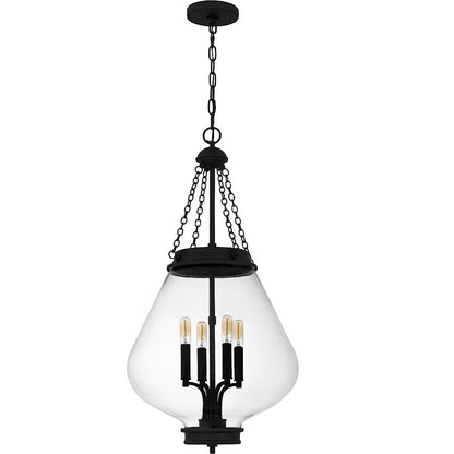 Wallace 4Light Pendant, Matte Black/Clear Glass