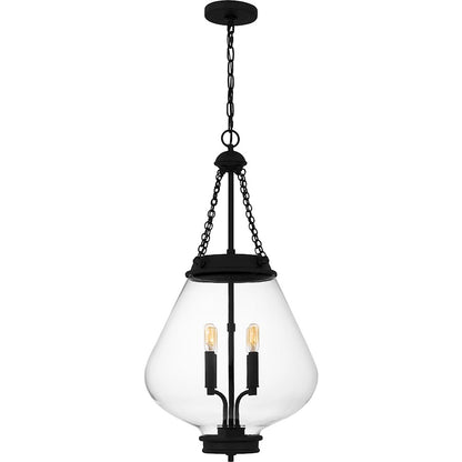 Wallace 4Light Pendant, Matte Black/Clear Glass
