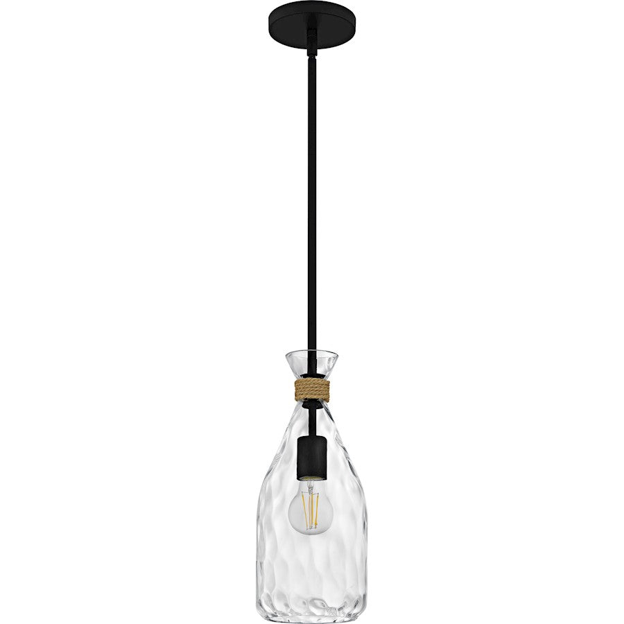 Govada 1Light Mini Pendant, Matte Black/Clear Water Glass