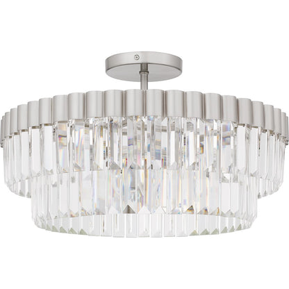 Starlight 4Lt Semi-Flush Mount, Nickel/Clear Crystal Glass