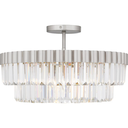 Starlight 4Lt Semi-Flush Mount, Nickel/Clear Crystal Glass